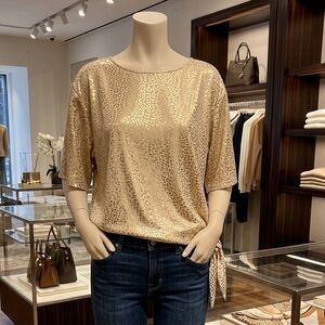 Michael Kors Gold Leopard Print Top